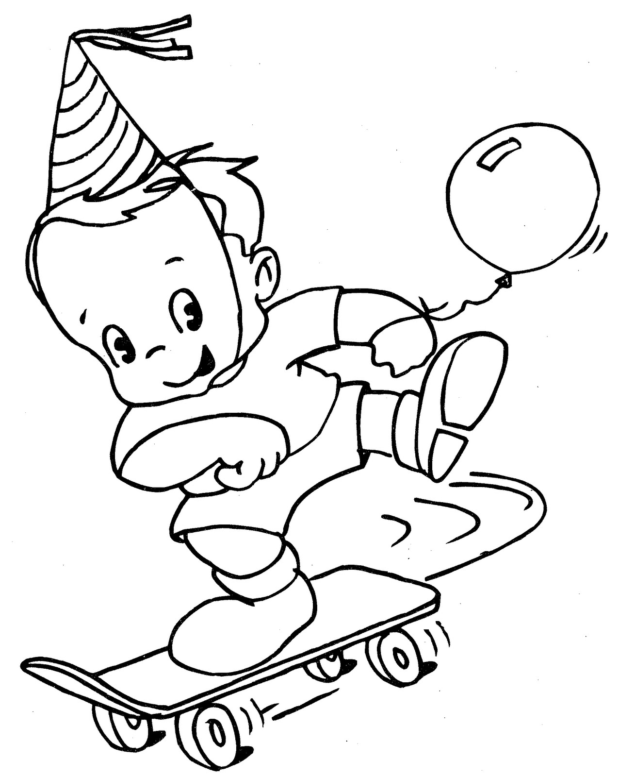 為孩子們的著色頁: boy with skateboard - free coloring pages